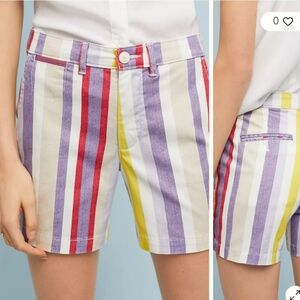 Anthropologie Relaxed Chino Stripes Shorts